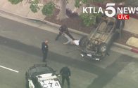 Pursuit-driver-taken-into-custody-after-PIT-maneuver-causes-truck-to-flip-over-in-Mid-Wilshire-area